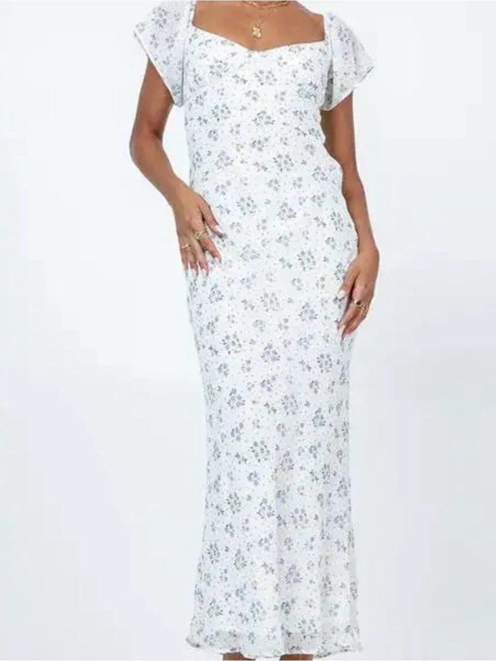 Floral White Square-Neck Maxi Dress Princess Polly